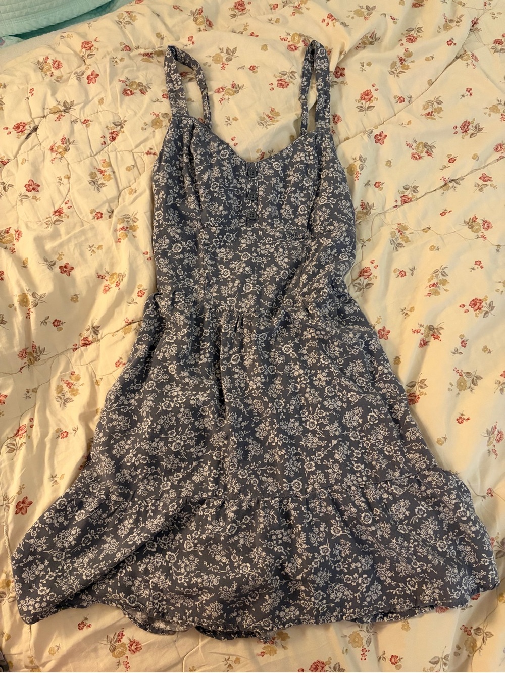 Floral Blue Hollister Sundress with Spaghetti Straps